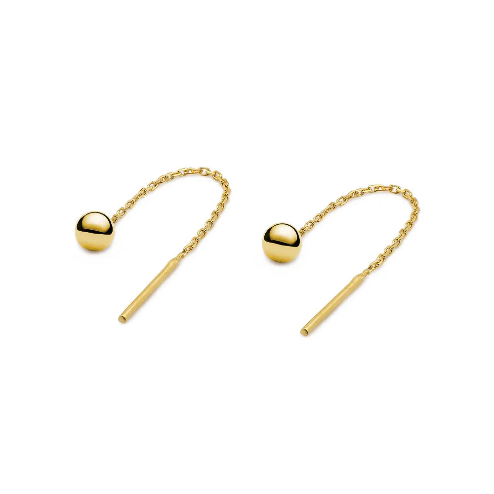 goldene Durchziehohrringe mit Perlen k390 14k 585