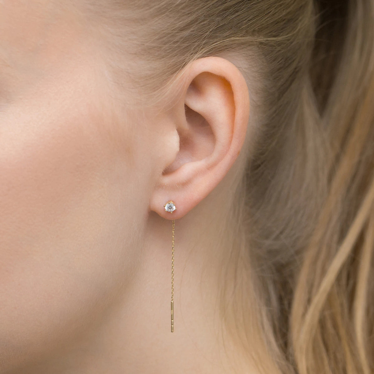 goldene Durchziehohrringe mit Zirkonia k445 14k 585
