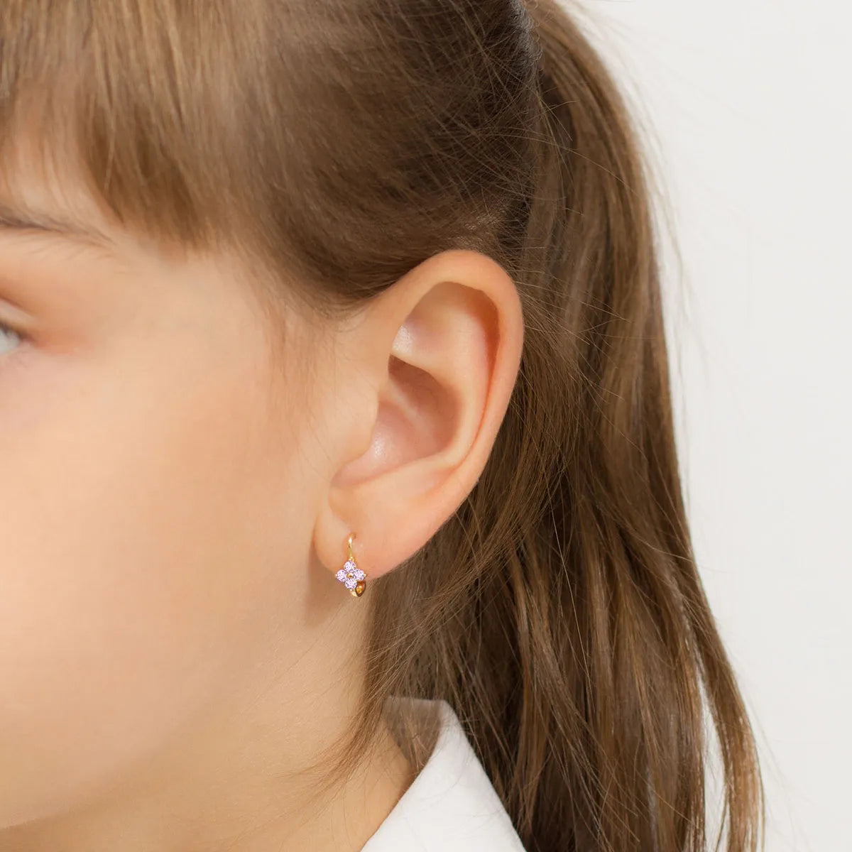 Kinder-Gold-Ohrringe mit englischem Verschluss und Zirkonia K478 333
