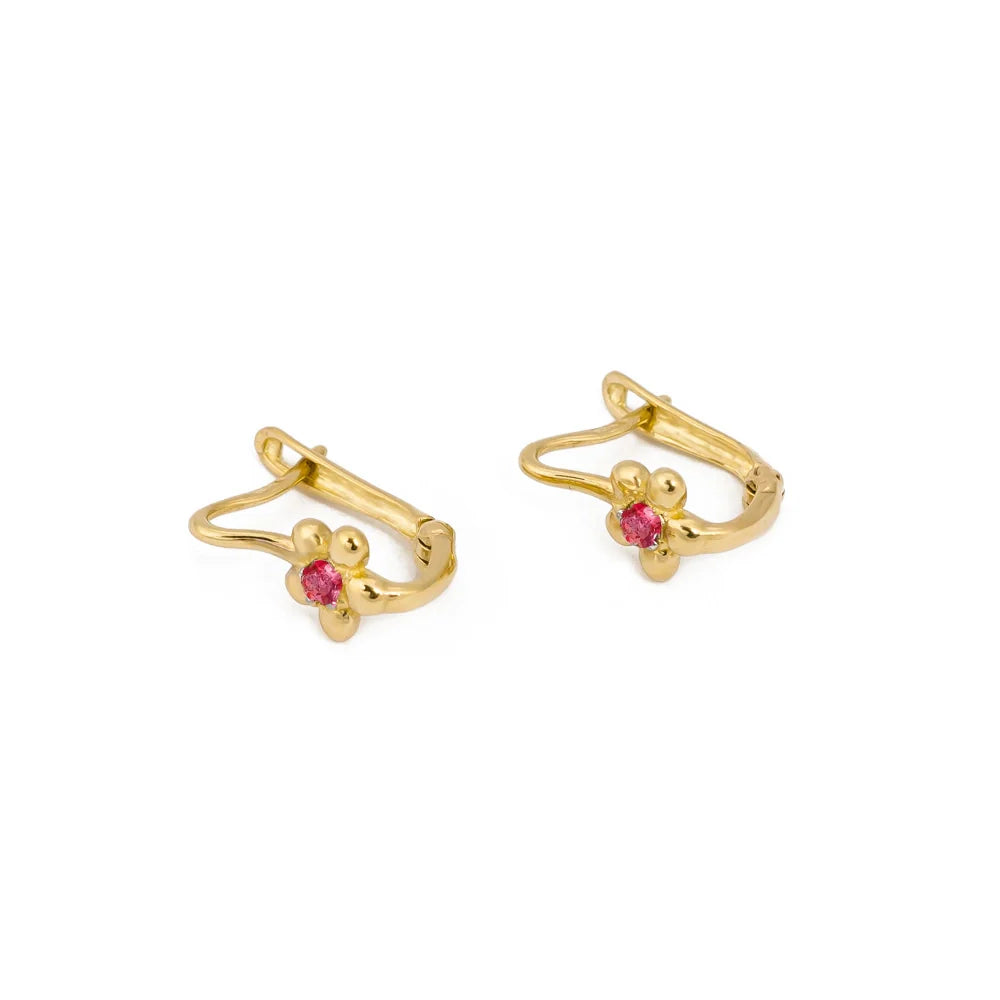 Kinder-Gold-Ohrringe mit englischem Verschluss und Zirkonia K611 14K 585