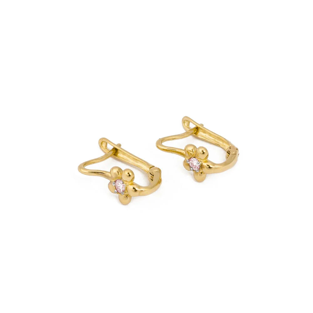 Kinder-Gold-Ohrringe mit englischem Verschluss und Zirkonia K611 14K 585