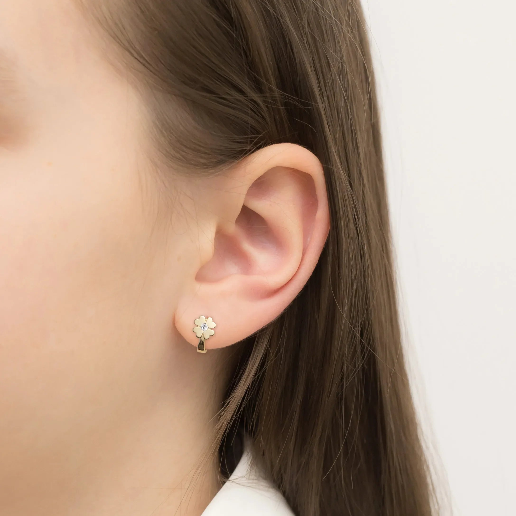 Kinder-Gold-Ohrringe mit englischem Verschluss und Zirkonia K921 333