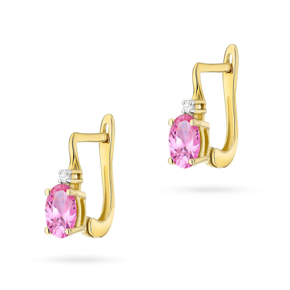 Goldohrringe mit 0,50 ct Pinktopas und Diamanten