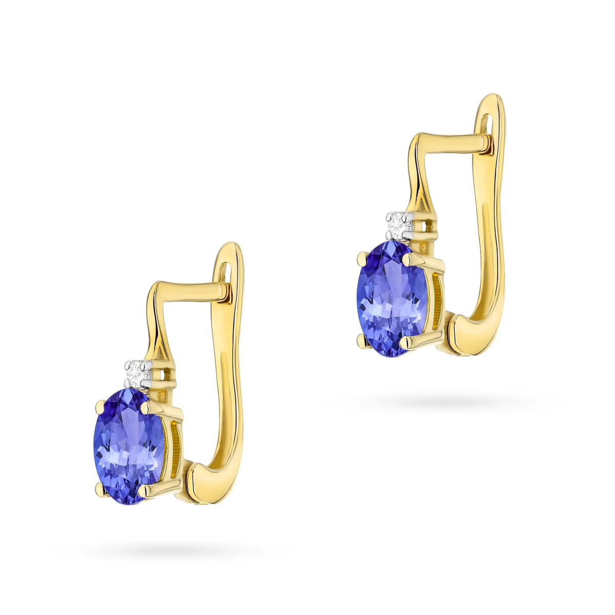 Ohrstecker aus 585er Gelbgold mit Tansanit 0,40ct und Diamanten