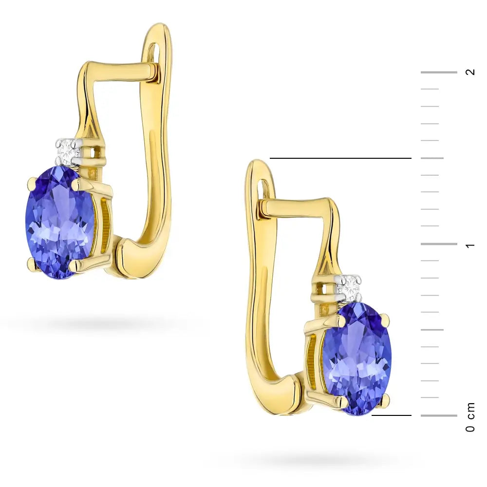 Ohrstecker aus 585er Gelbgold mit Tansanit 0,40ct und Diamanten