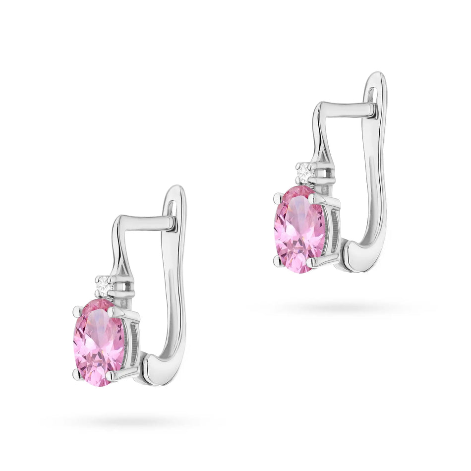 Gold Earrings with 0.45ct Pink Sapphire and Diamonds
