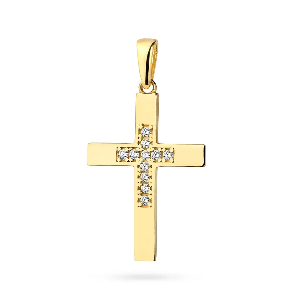 goldenes Kreuzanhänger mit Zirkonia kr-gw-038-585