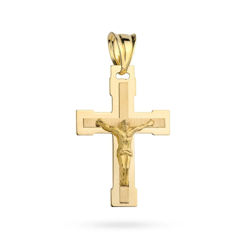 goldenes Kreuzanhänger mit Zirkonia kr gw 039 585