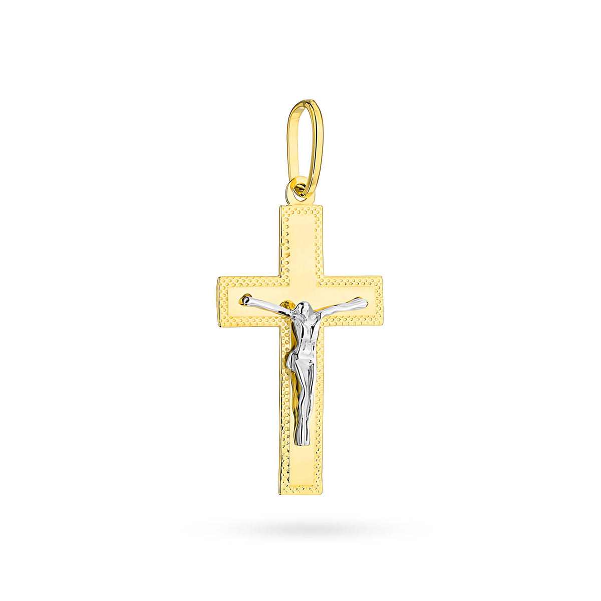 zweifarbige Goldkreuz-Anhänger mit Jesus Christus kr-gw-075-585