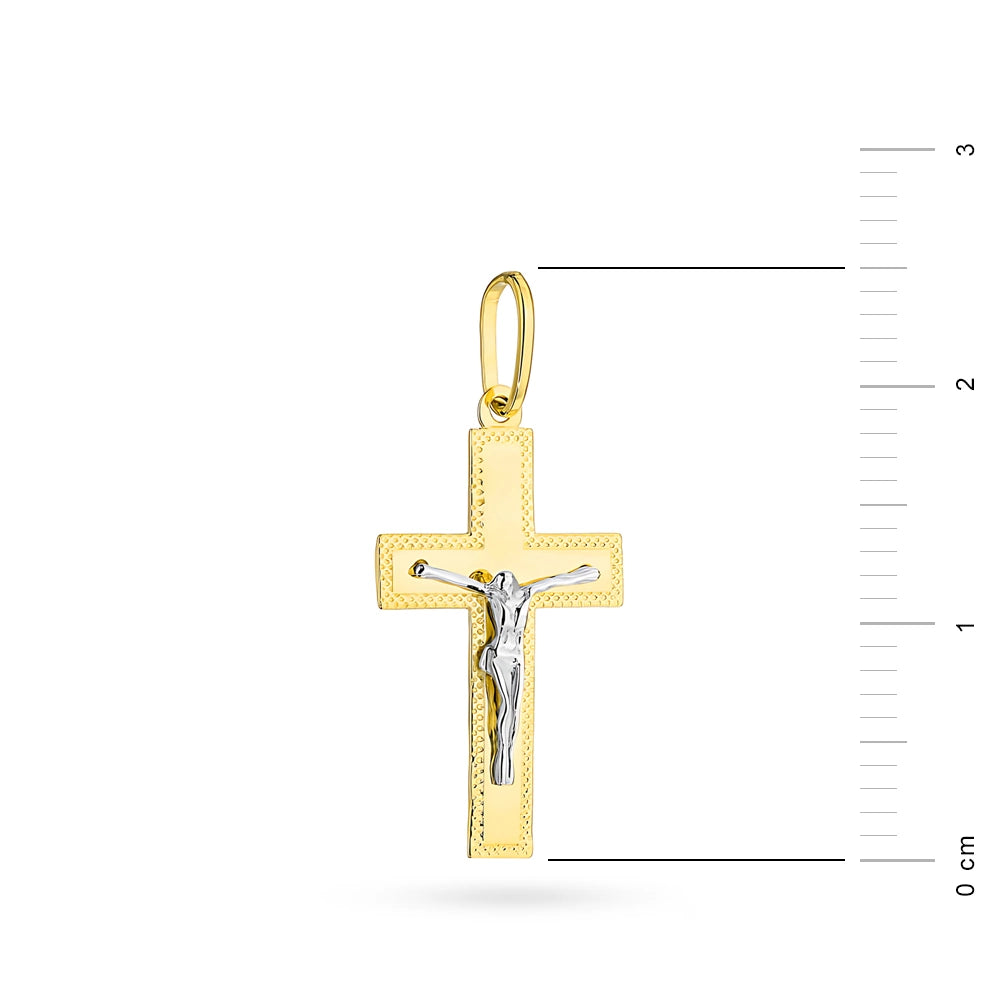zweifarbige Goldkreuz-Anhänger mit Jesus Christus kr-gw-075-585