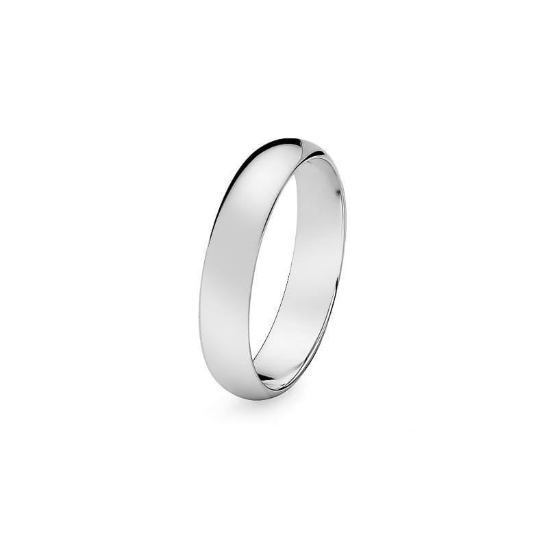 Klassischer Halb-runder Weißgold Ehering 4mm