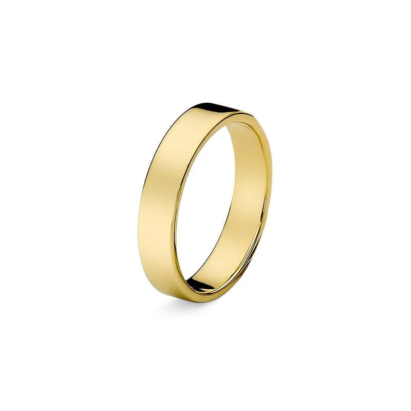 Classic Flat Single Gold Wedding Band Ring 4mm