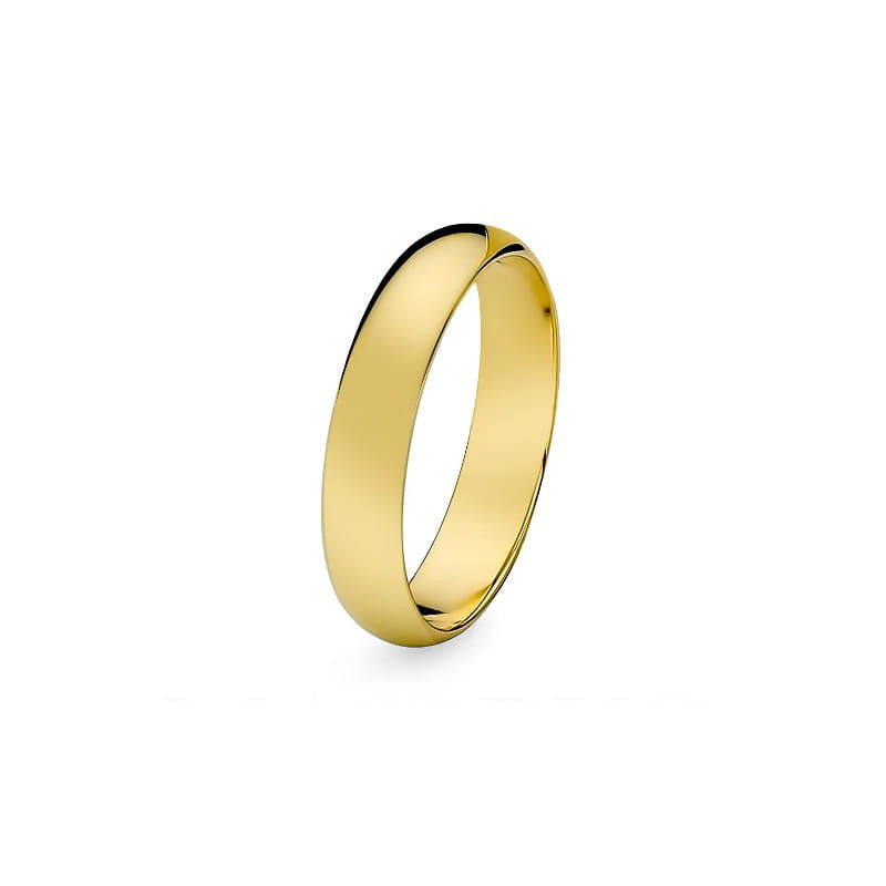 Classic Half-round Single Gold Wedding Band Ring 4mm