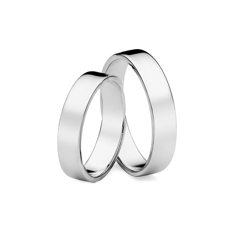 Klassische Flach Weißgold Eheringe 4mm