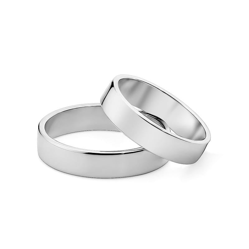 Klassische Flach Weißgold Eheringe 4mm