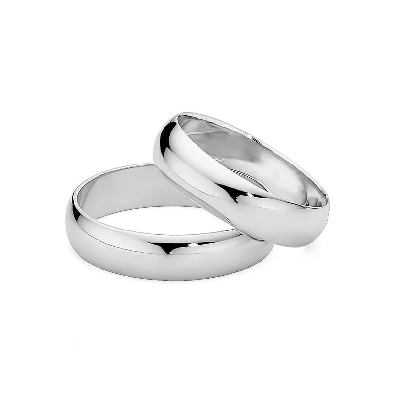 Classic Half-round Gold Wedding Bands Rings 5mm