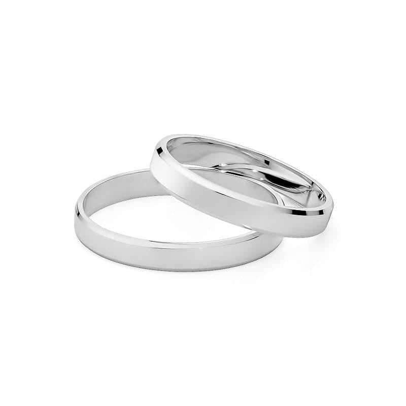 Classic Flat Beveled Gold Wedding Bands Rings 3mm