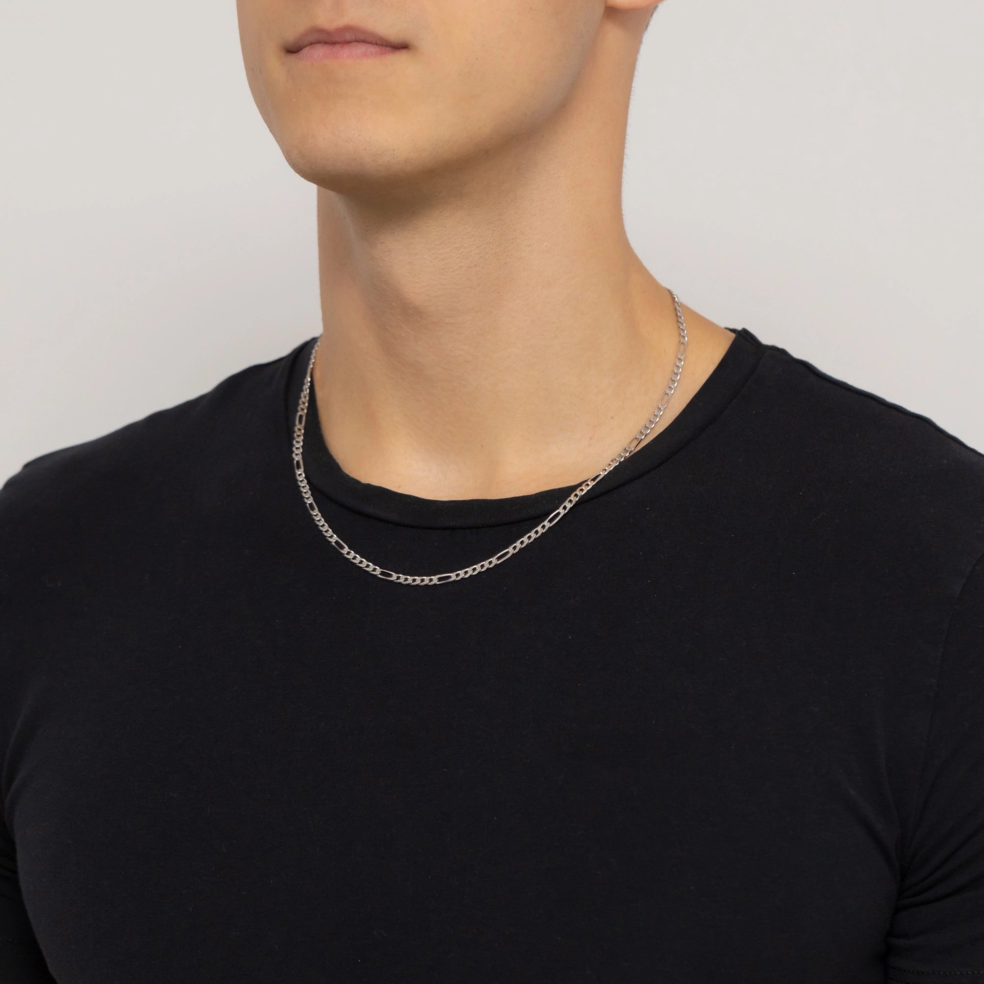 Herren-Silber-Figaro-Kette 3-4mm L002 925