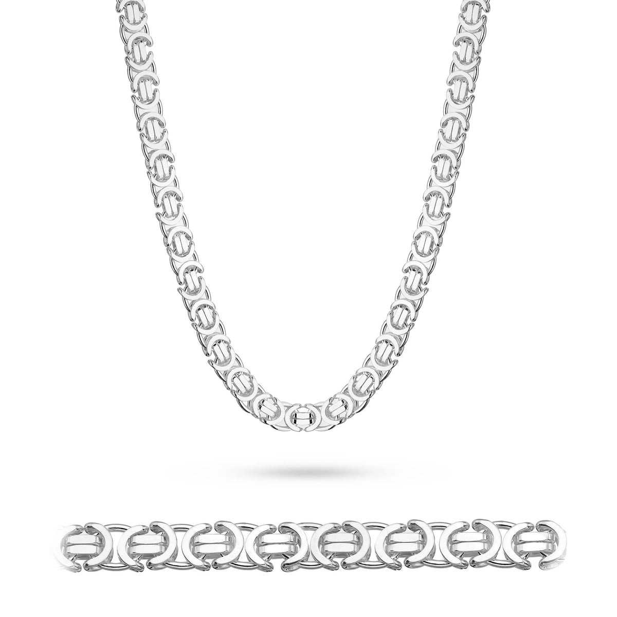 Herren-Silber-Byzantinische-Kette-6-8mm-L011-925-S