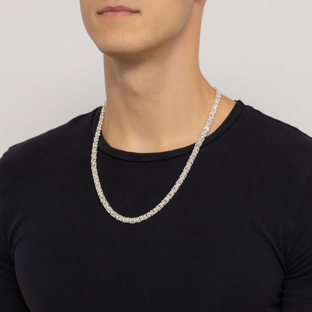 Herren-Silber-Byzantinische-Kette-6-8mm-L011-925-S