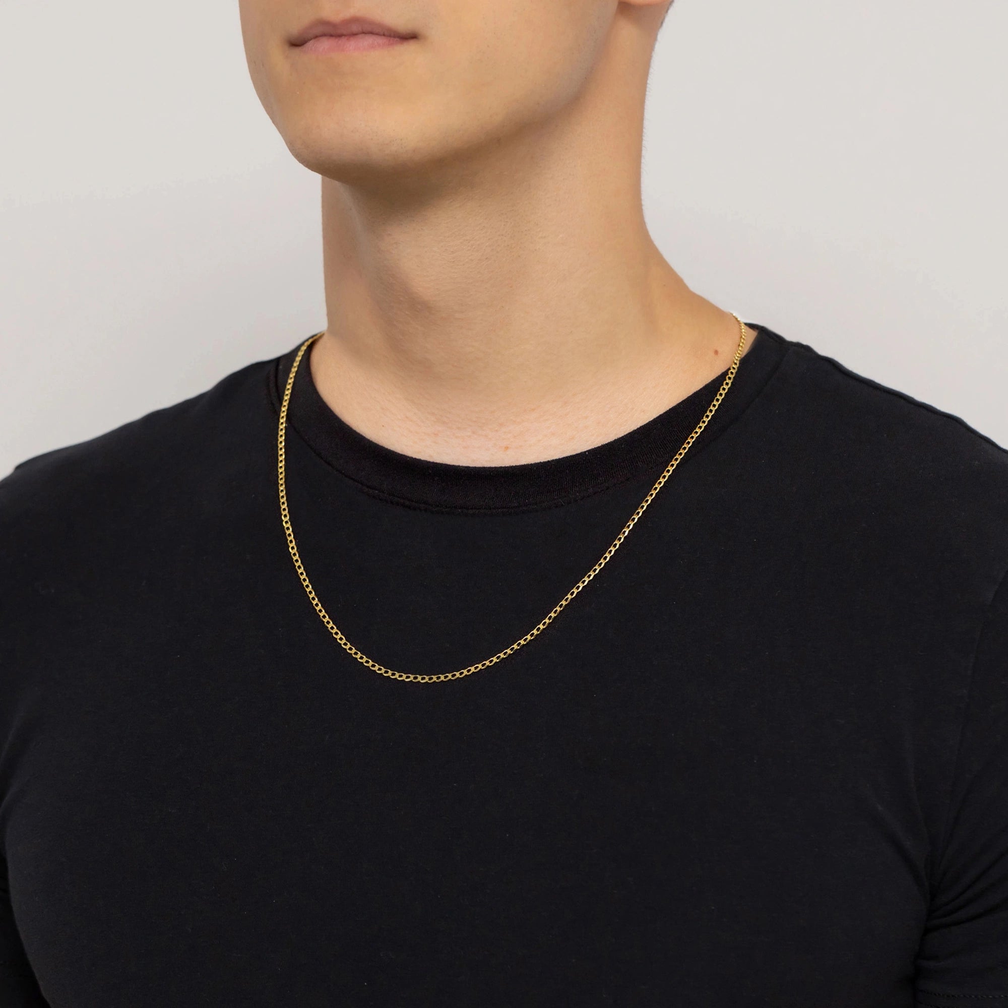 Herren-Gold-beschichtete-Silber-Curb-Kette-2-2mm-l220-925-z
