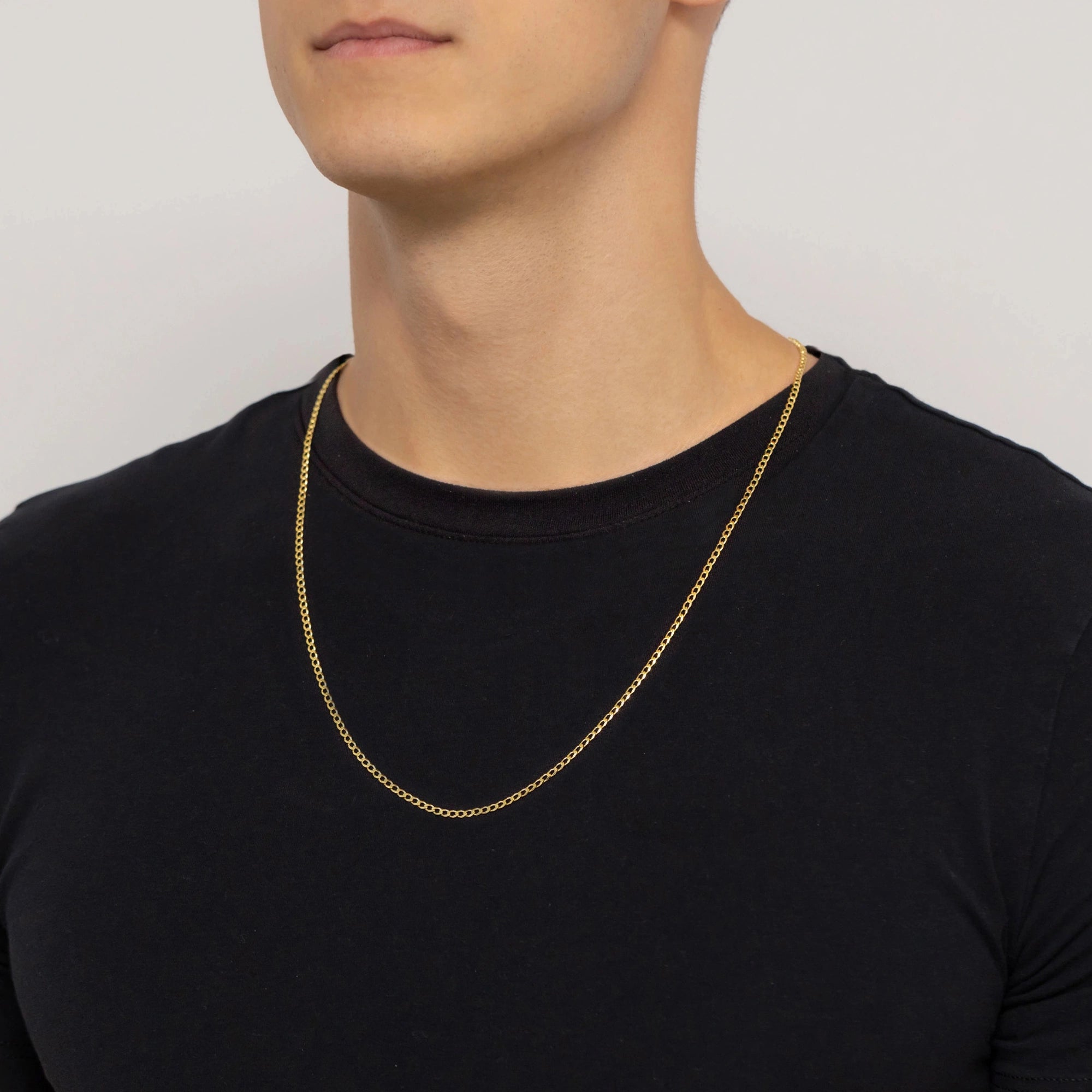 Herren-Gold-beschichtete-Silber-Curb-Kette-2-2mm-l220-925-z
