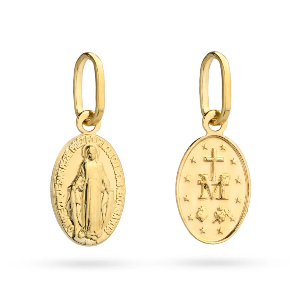 Gold-Medaille-Anhänger Jungfrau Maria mit Zirkonia MD-GW-063-585