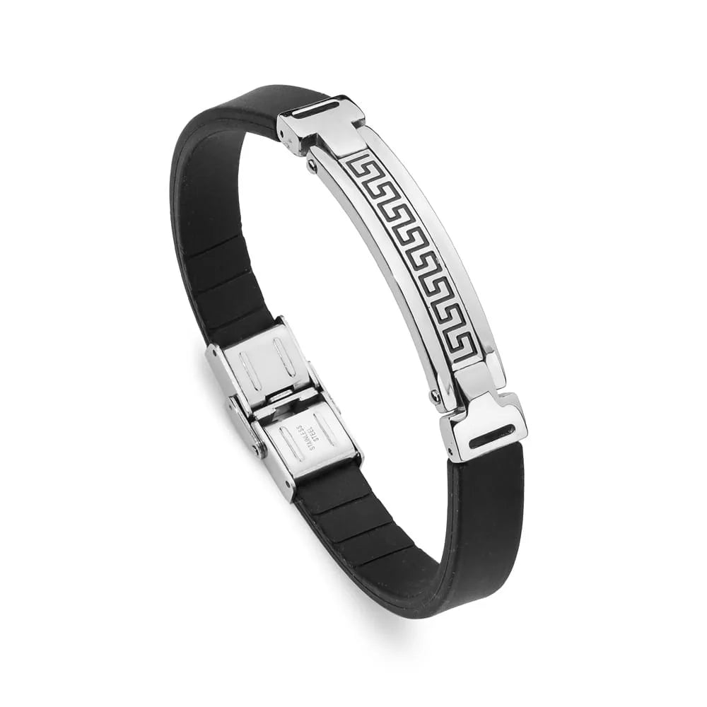 Herren-Leder- und Stahlarmband zum Gravieren 10 mm BS010