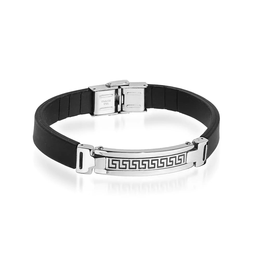Herren-Leder- und Stahlarmband zum Gravieren 10 mm BS010
