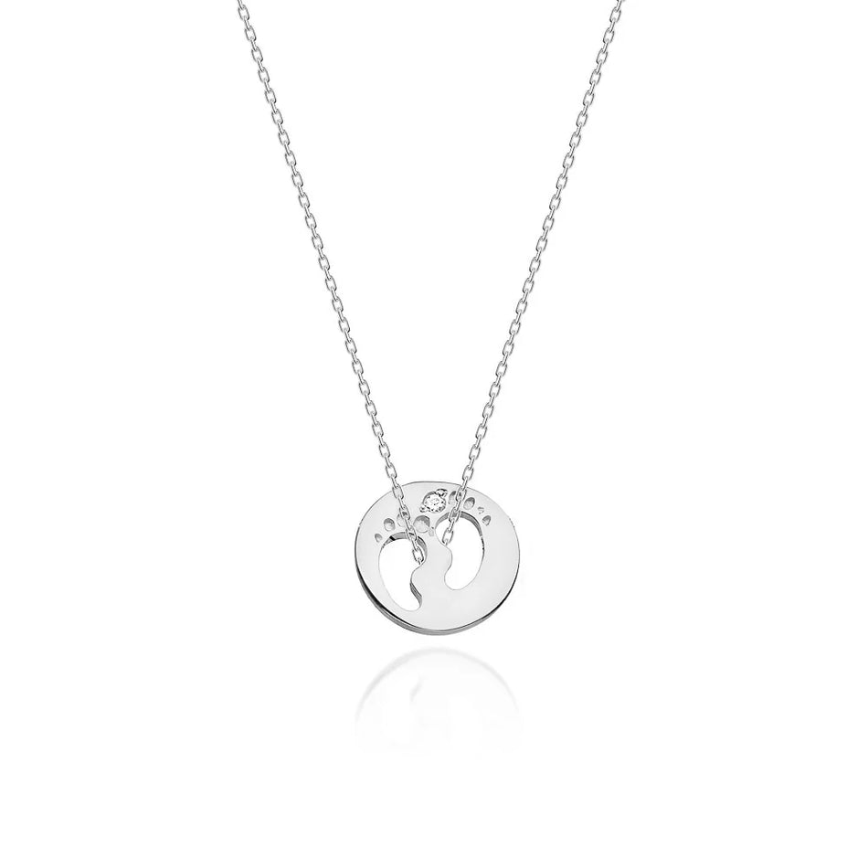 Zarte Halskette aus Gelbgold mit Diamant-Fußabdruck-Anhänger