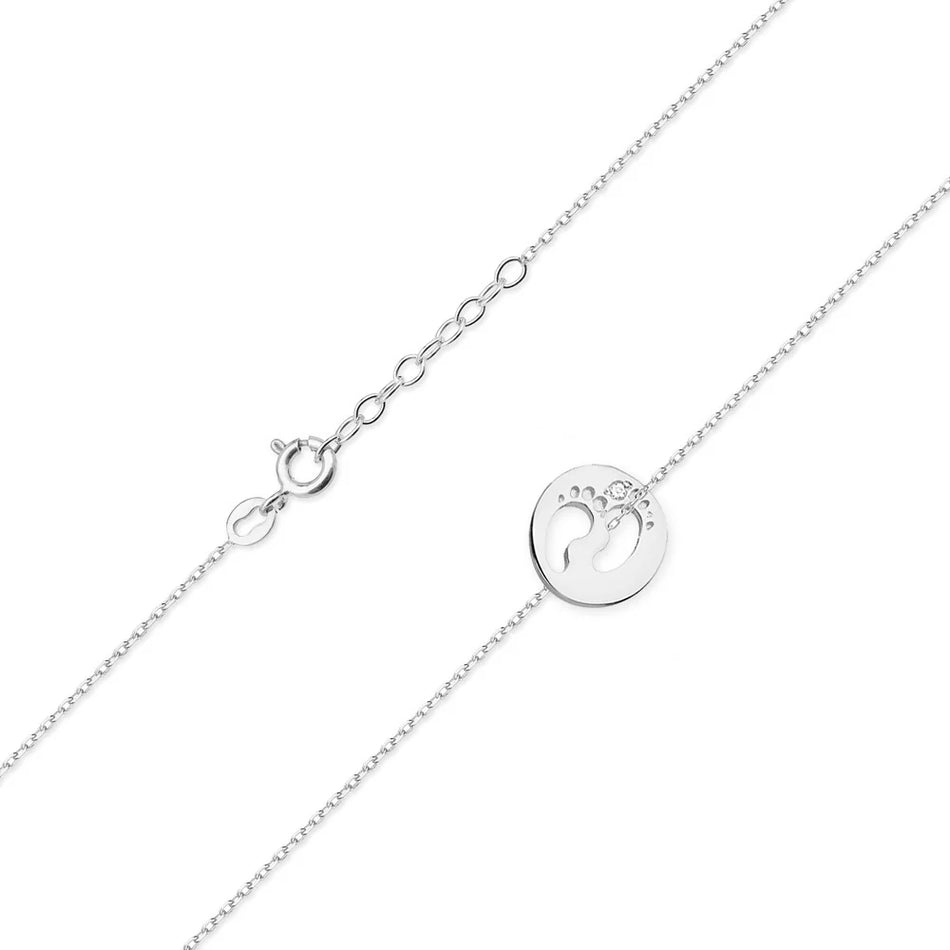 Zarte Halskette aus Gelbgold mit Diamant-Fußabdruck-Anhänger