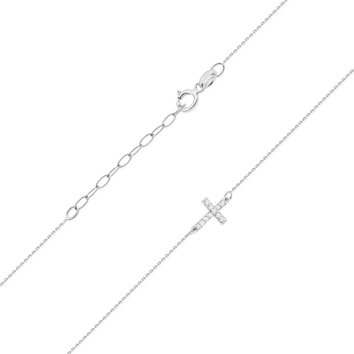 Zarte Halskette aus Gelbgold mit Diamant-Kreuzanhänger