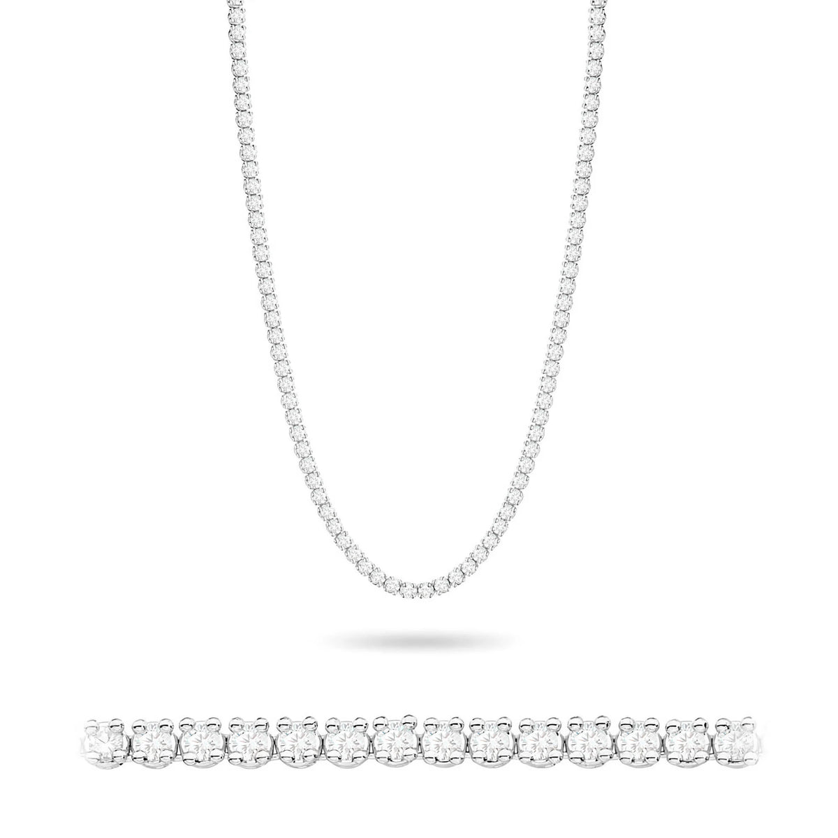 White Gold Tennis Necklace (14k) with 115 Round Lab-Grown Diamonds – 6.90ct