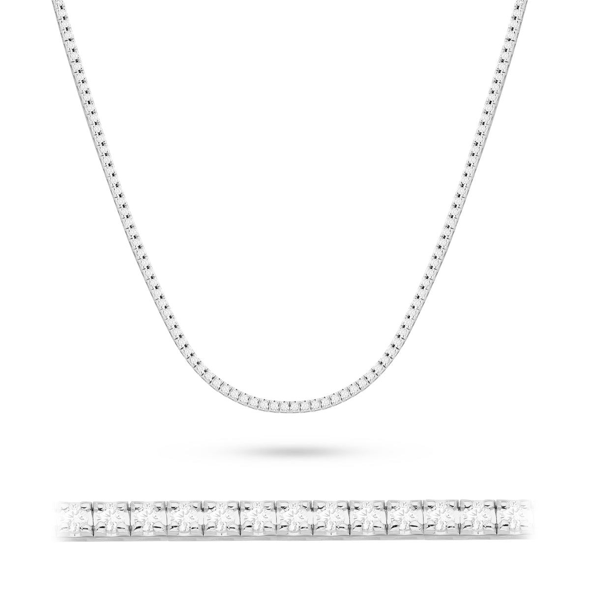 Tenniscollier aus Weißgold mit 169 round Labordiamanten – 3.38ct