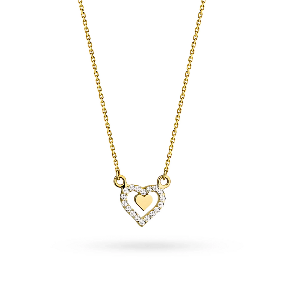 Gold Necklace with Zirconia Heart