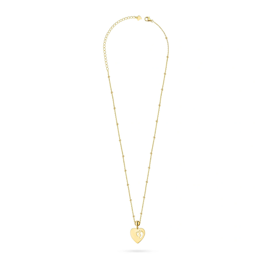 Vergoldetes Halsketten- und Armband-Set — Herz mit Babyfüßen, graviert (für Mama)