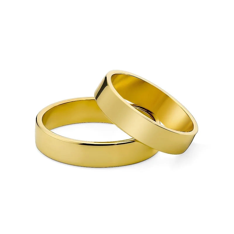 Klassische flache goldene Eheringe 4mm