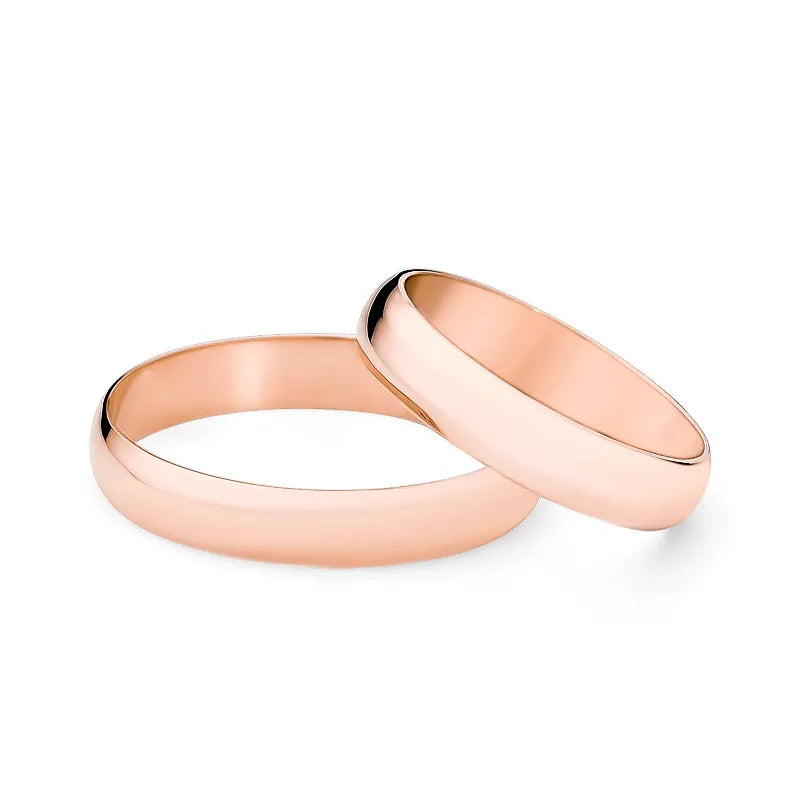 Classic Half-round Gold Wedding Bands Rings 4mm