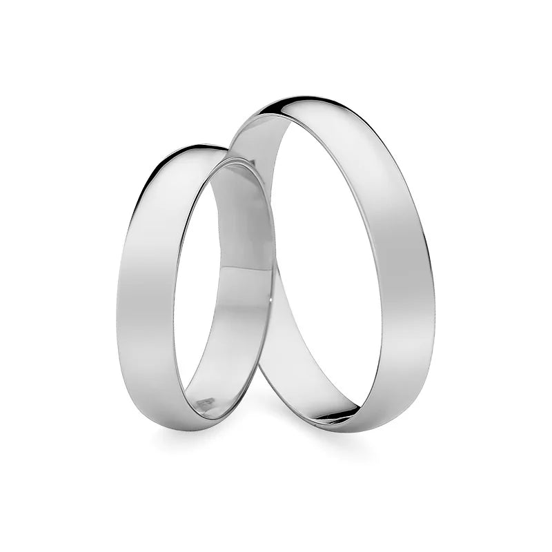 Klassische Halb-runde Weißgold Eheringe 4mm
