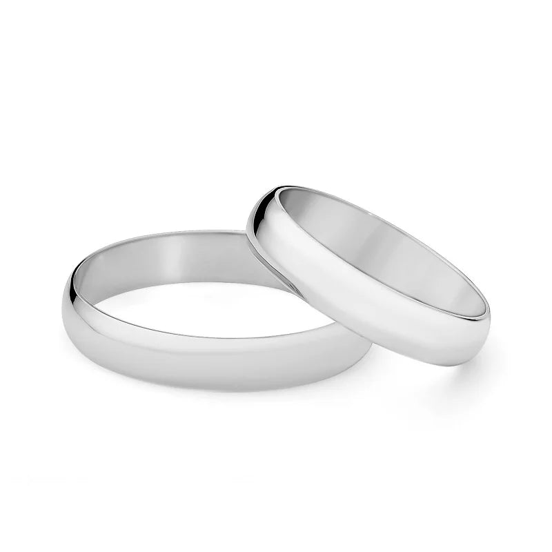 Klassische Halb-runde Weißgold Eheringe 4mm