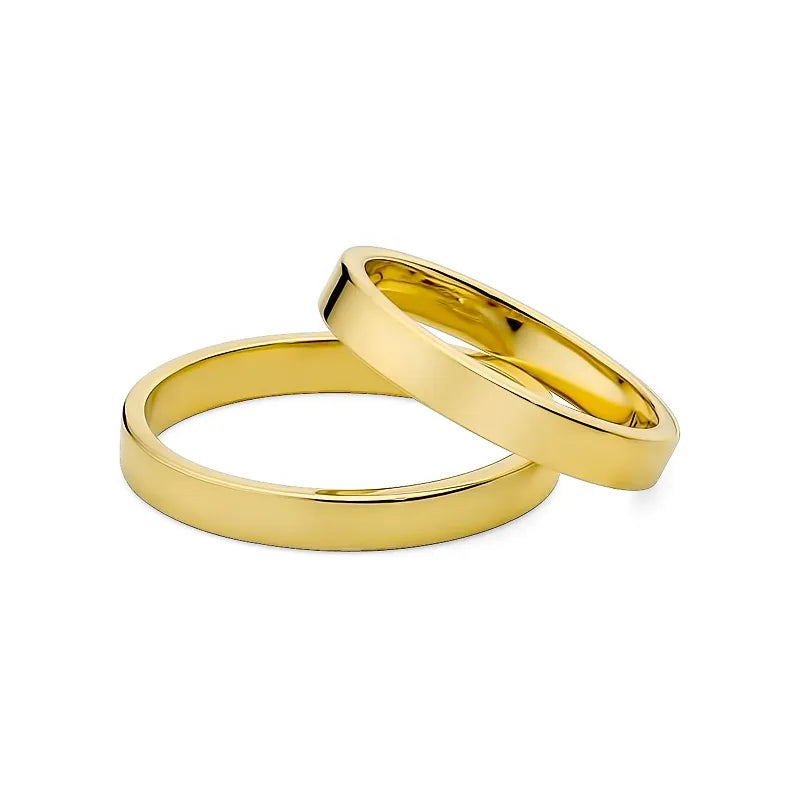 Classic Flat Gold Wedding Bands Rings 3mm
