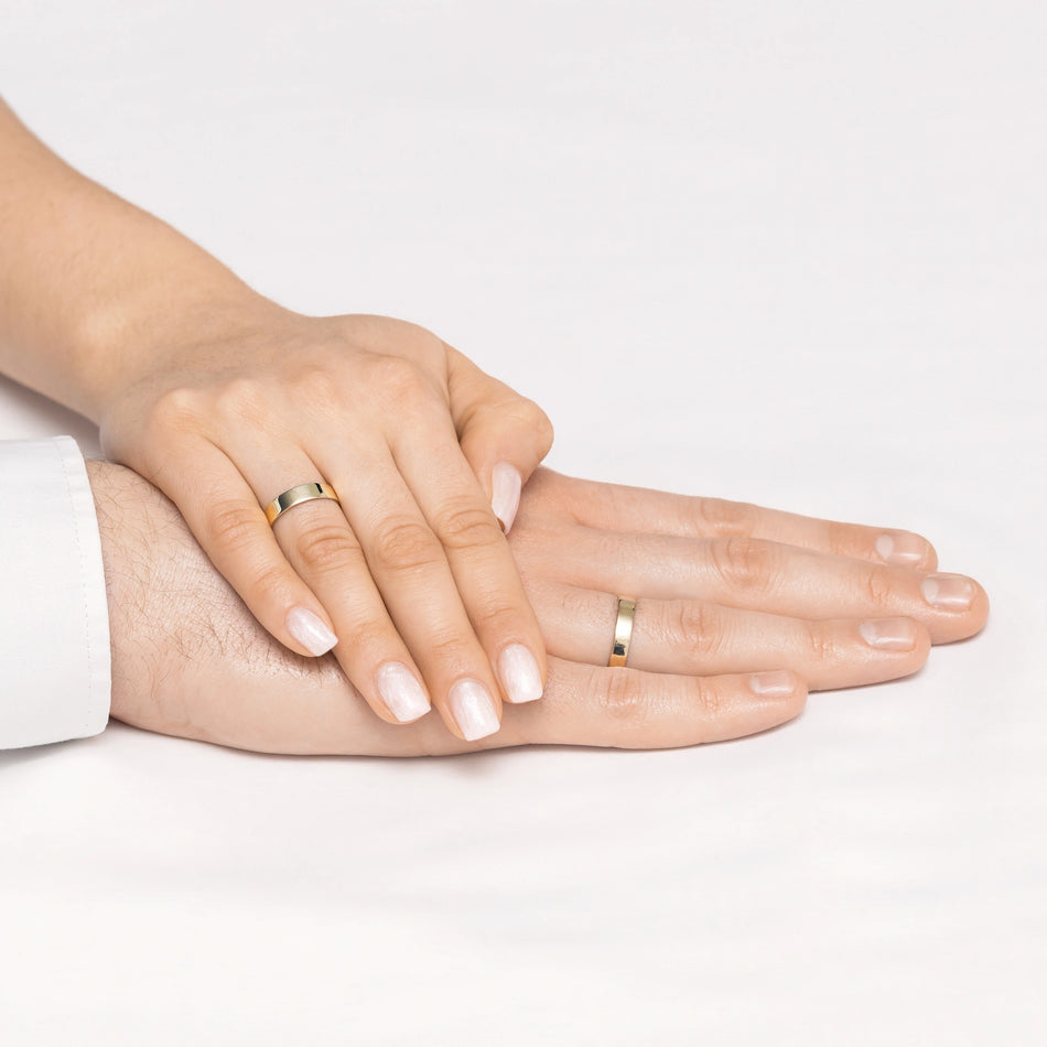 Classic Flat Single Gold Wedding Band Ring 4mm