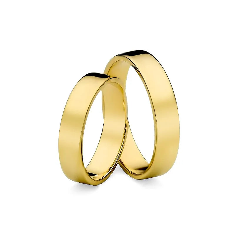 Classic Flat Gold Wedding Bands Rings 4mm