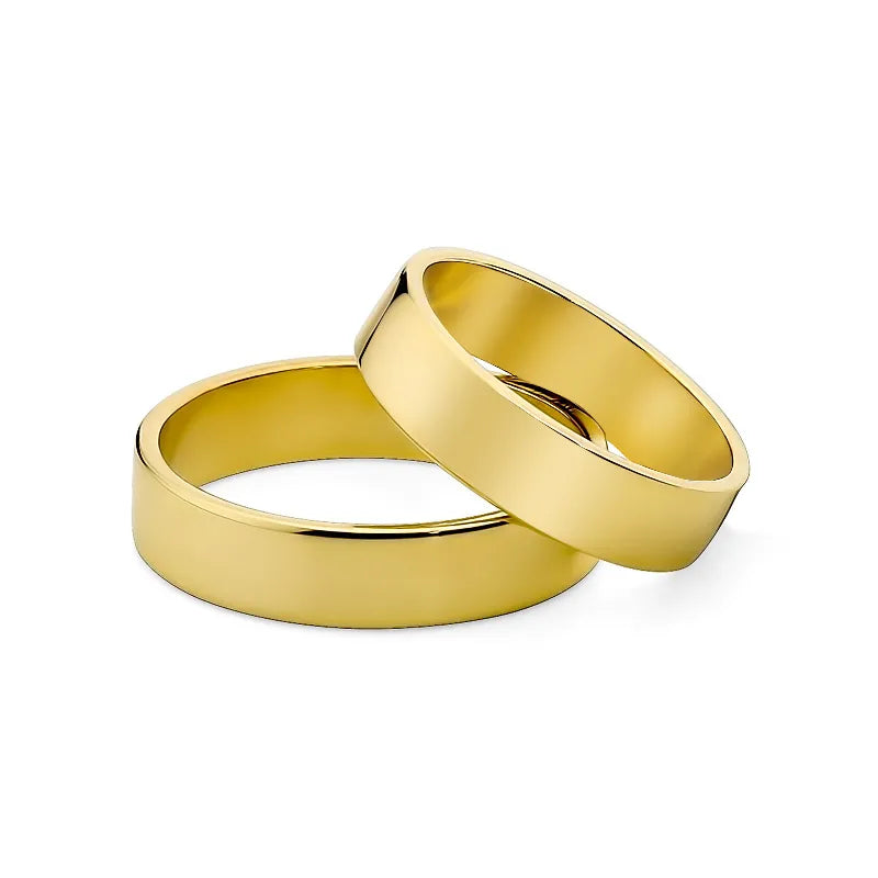 Classic Flat Gold Wedding Bands Rings 5mm