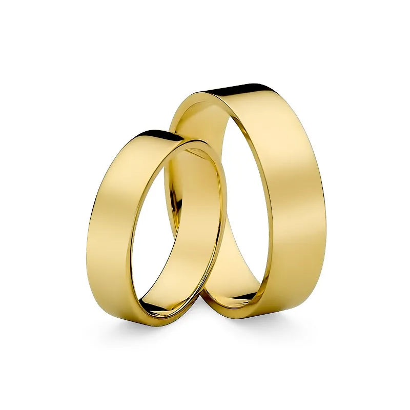 Klassische flache gold Eheringe 5 und 6 mm