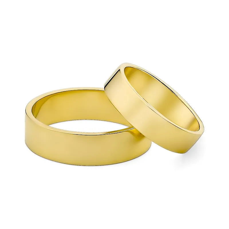 Classic Flat Gold Wedding Bands Rings 5 and 6mm