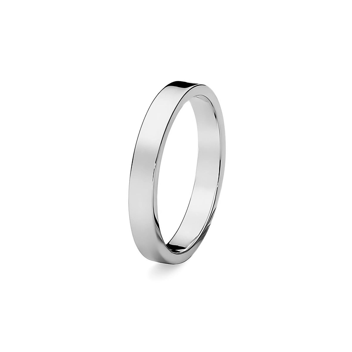 Einzelner flacher Ehering aus 585er Weißgold, 2 mm