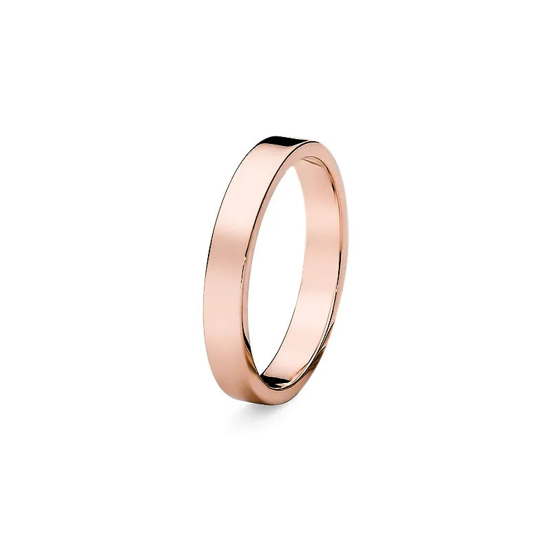 Classic Flat Single Gold Wedding Band Ring 3mm