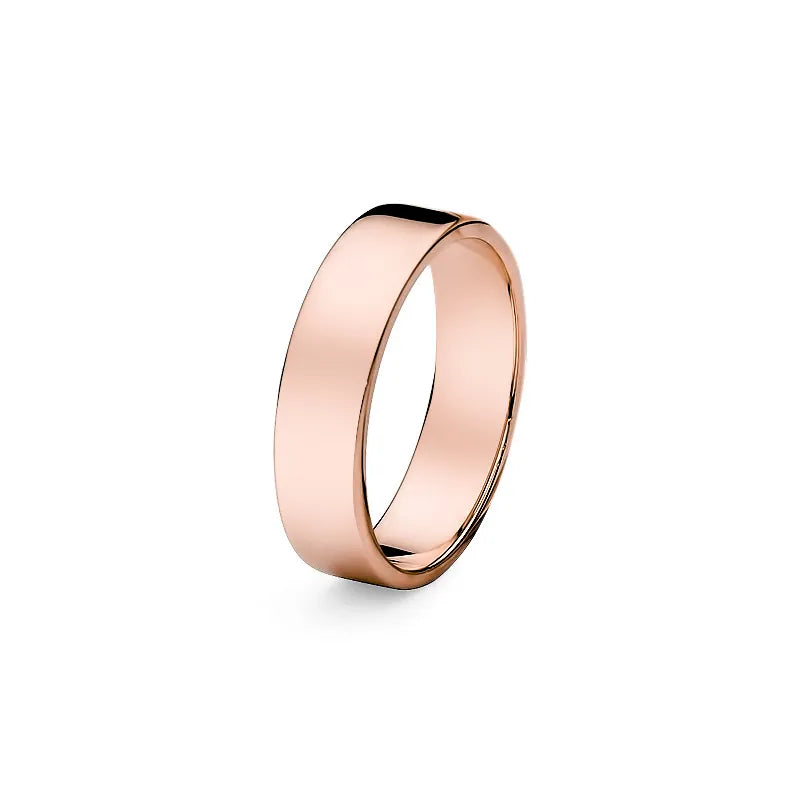 Classic Flat Single Gold Wedding Band Ring 5mm