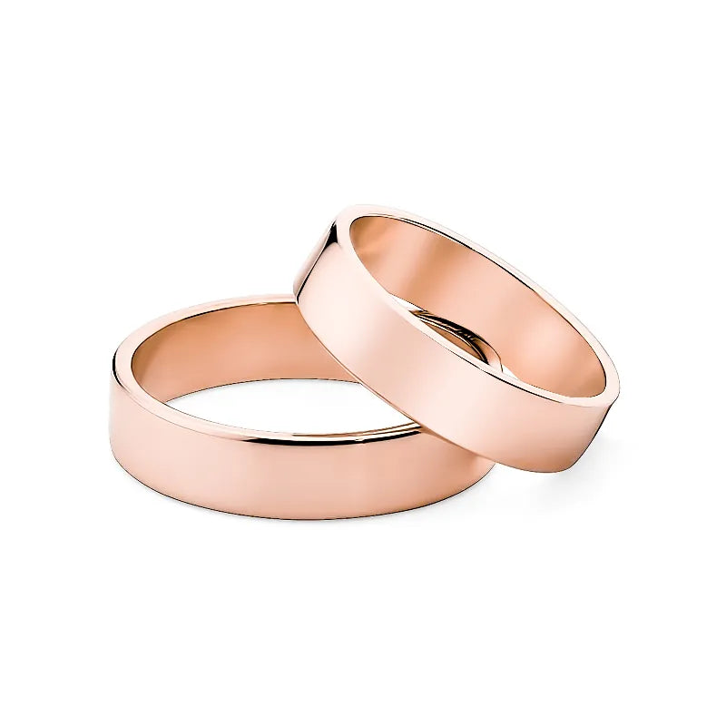 Classic Flat Gold Wedding Bands Rings 5mm